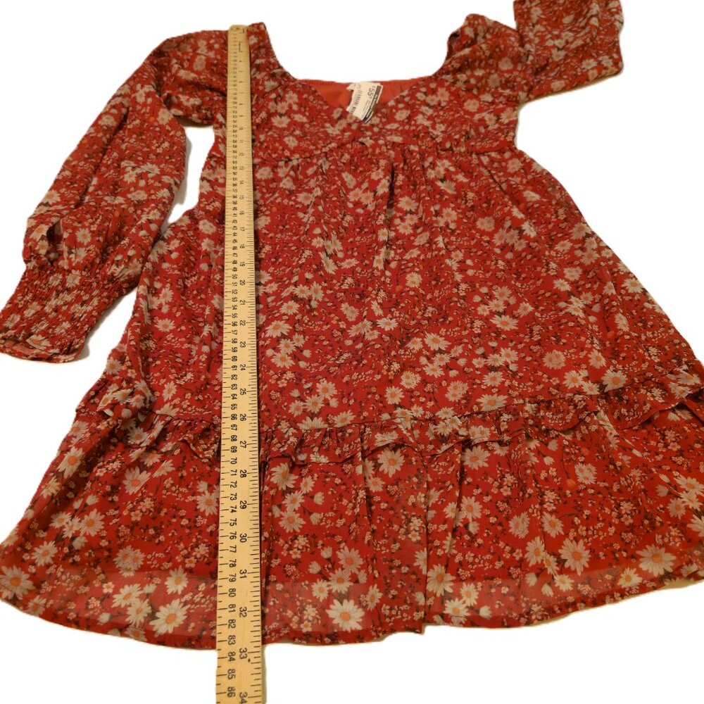 New Peach Love California boho dress Women's small red floral babydoll peasant - Picture 6 of 16